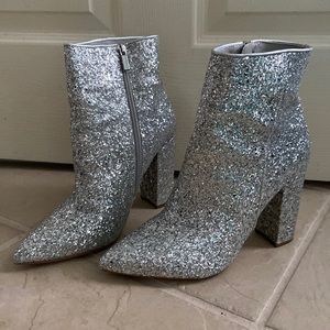 Silver glitter boots